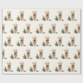 Cute Labrador Dog Red Bow Christmas Wrapping Paper Cadeaupapier (Vlak)