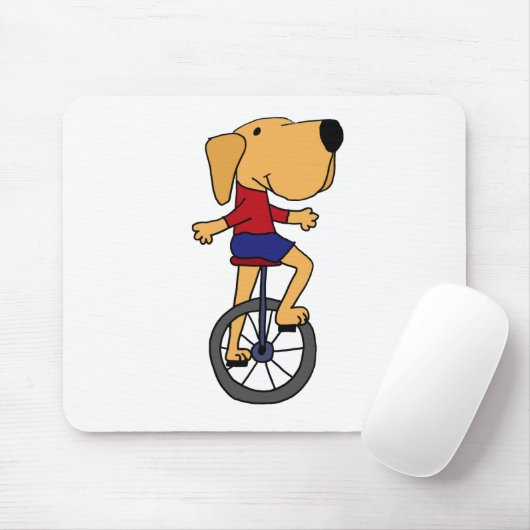 Cute Labrador Dog Riding Unicycle Cartoon Muismat (Met muis)