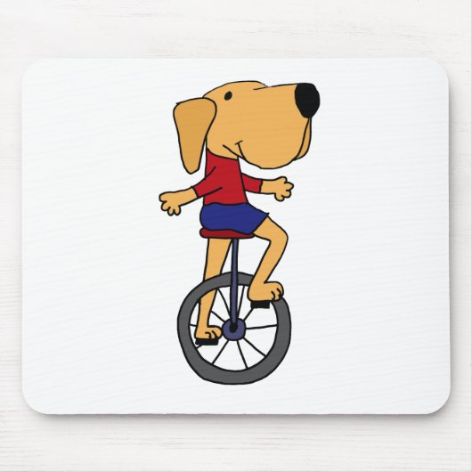 Cute Labrador Dog Riding Unicycle Cartoon Muismat (Voorkant)