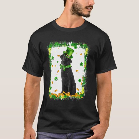 Cute Labrador Dog St Patricks Day Irish Shamrock B T-shirt (Voorkant)