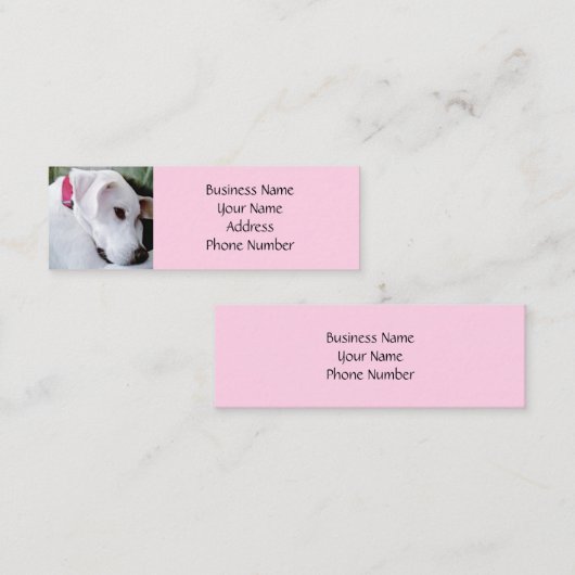Cute Labrador Mix Dog Roze Elegant Mini Visitekaartje (Voorkant / Achterkant)