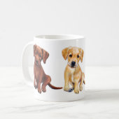 Cute Labrador-puppies, 3 kleuren op een mok (Voorkant links)