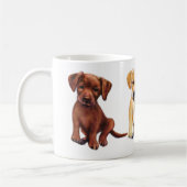 Cute Labrador-puppies, 3 kleuren op een mok (Links)