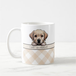 Cute Labrador Puppy Best Dog Mom Beige Gingham Koffiemok