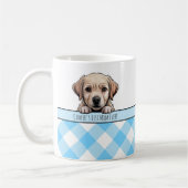 Cute Labrador Puppy Best Dog Mom Blue Gingham Koffiemok (Links)
