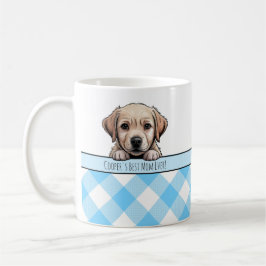 Cute Labrador Puppy Best Dog Mom Blue Gingham Koffiemok