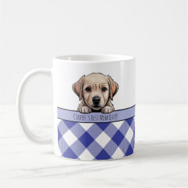 Cute Labrador Puppy Best Dog Mom Dark Blue Gingham Koffiemok