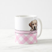 Cute Labrador Puppy Best Dog Mom Pink Gingham Koffiemok (Voorkant rechts)