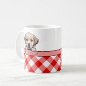 Cute Labrador Puppy Best Dog Mom Red Gingham Koffiemok (Voorkant links)