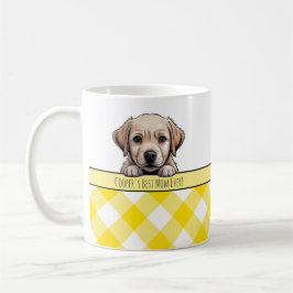 Cute Labrador Puppy Best Dog Mom Yellow Gingham Koffiemok