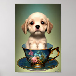Cute Labrador Puppy in een Teacup Poster