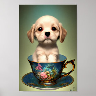 Cute Labrador Puppy in een Teacup Poster