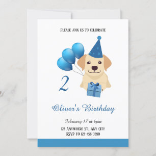 Cute Labrador Retriever Birthday Invitation Kaart