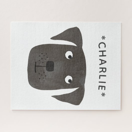 Cute Labrador Retriever Dog Custom Name Legpuzzel (Horizontaal)