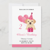 Cute Labrador Retriever Girl Birthday Invitation Kaart (Voorkant)