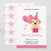 Cute Labrador Retriever Girl Birthday Invitation Kaart (Voorkant / Achterkant)