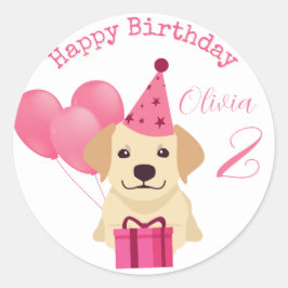 Cute Labrador Retriever Happy Birthday Label Stick