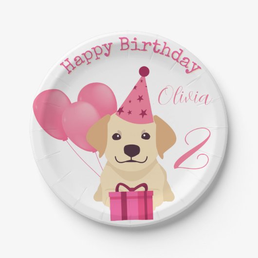 Cute Labrador Retriever Happy Birthday Paper Bord (Voorkant)