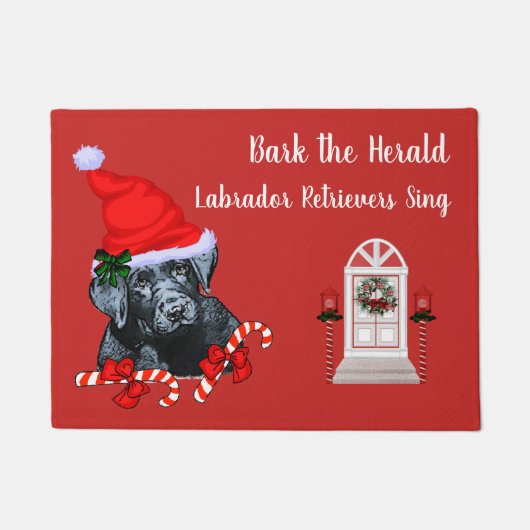 Cute Labrador Retriever Kerstmis Deurmat (Voorkant)