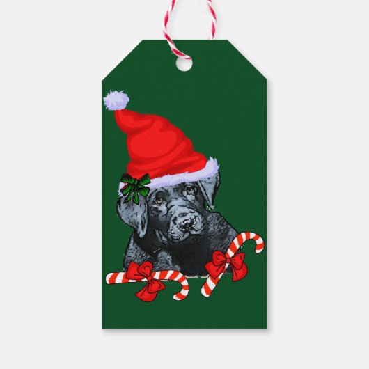 Cute Labrador Retriever Puppy Kerstmis Cadeaulabel (Achterkant)