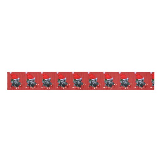 Cute Labrador Retriever Puppy Kerstmis Grosgrain Lint (Voorkant)