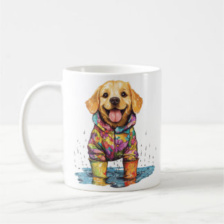 Cute Labrador Retriever Rain Puddle Koffiemok