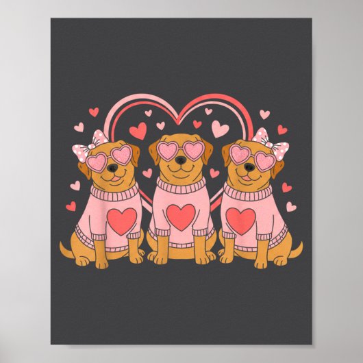 Cute Labrador Valentines Heart Dog Lover Men Women Poster (Voorkant)
