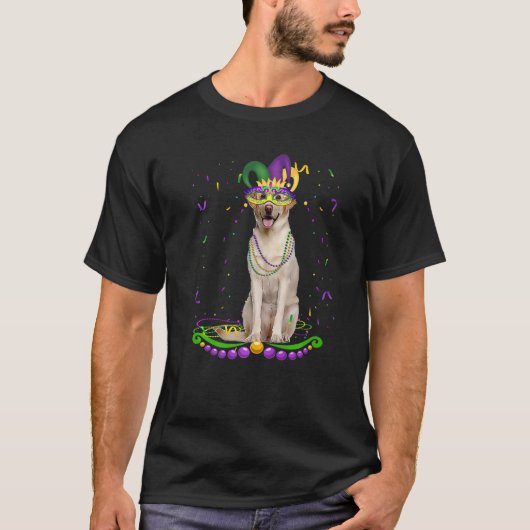 Cute Labrador Wearing Carnival Masker Mardi Gras D T-shirt (Voorkant)