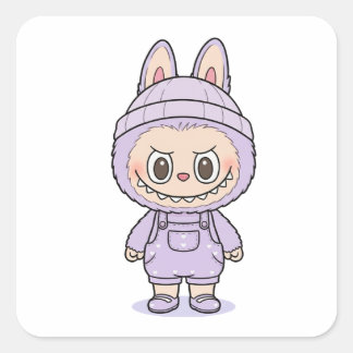 Cute Labubu (light purple) Vierkante Sticker
