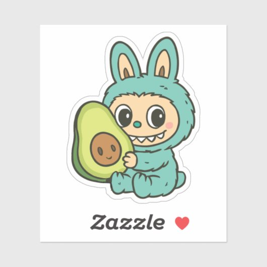 Cute Labubu with Avocado Sticker (Vel)