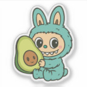Cute Labubu with Avocado Sticker (Voorkant)