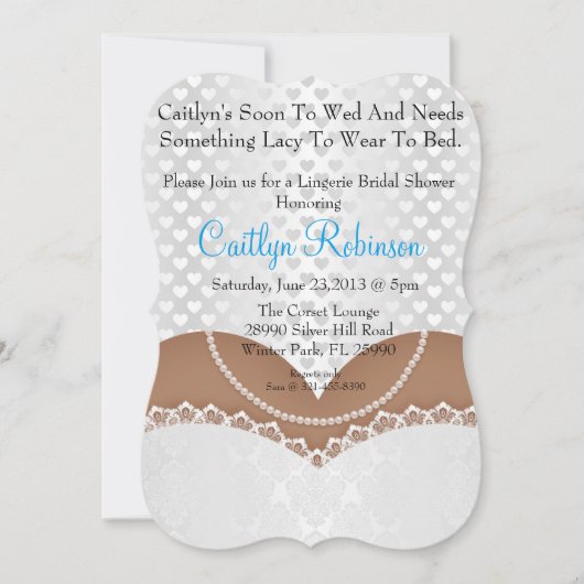 Cute Lace Bra Lingerie Bridal Shower Invitation Kaart (Voorkant)