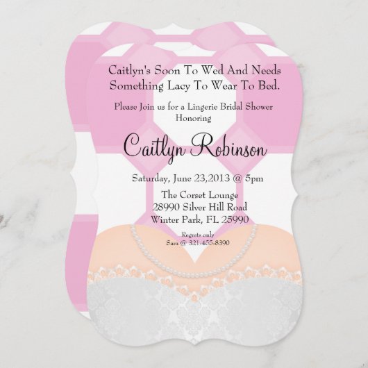 Cute Lace Bra lingerie bruidsjurk uitnodiging (Voorkant / Achterkant)