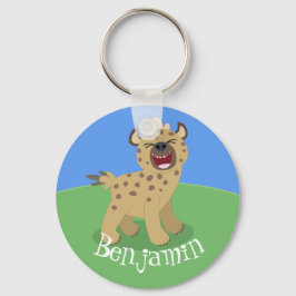 Cute lachende hyena cartoon illustratie sleutelhanger