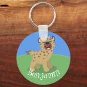 Cute lachende hyena cartoon illustratie sleutelhanger (Voorkant)