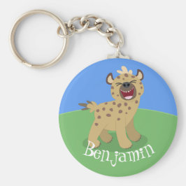 Cute lachende hyena cartoon illustratie sleutelhanger