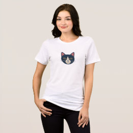 Cute Lachende Kat Gezicht Minimal Vrouwen T-Shirt