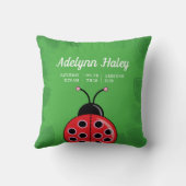 Cute Lady Bug Baby Geboorte Stats Worp Kussen (Achterkant)