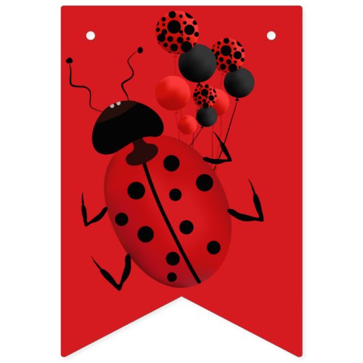 Cute Lady Bug-Birthday-Baby shower-Theme party Vlaggetjes (Eerste vlag)