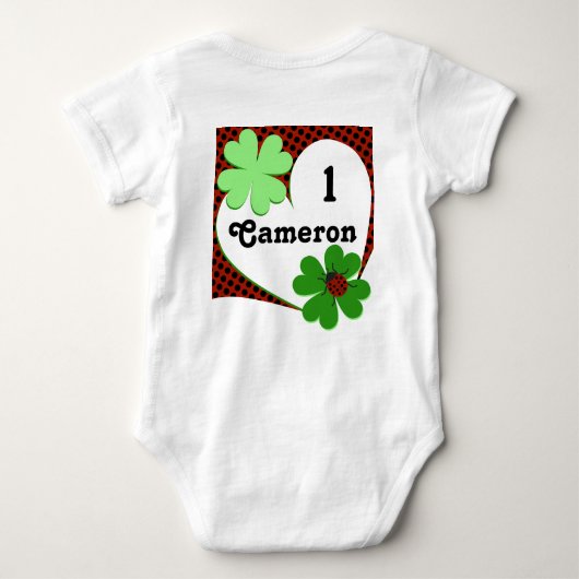 Cute Lady Bug & Clover Leaf 1e verjaardag baby bod Romper (Achterkant)