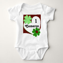 Cute Lady Bug & Clover Leaf 1st Birthday Baby Body Romper
