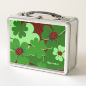 Cute Lady Bug & Clover Leaves Red Green (Voorkant)
