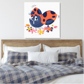 Cute Lady Bug en Flowers Canvas Print (Insitu (Slaapkamer))