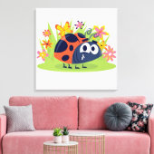 Cute Lady Bug en Flowers Canvas Print (Insitu (Woonkamer))