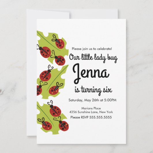 Cute Lady Bug Hand Drawn Insect Birthday (Voorkant)