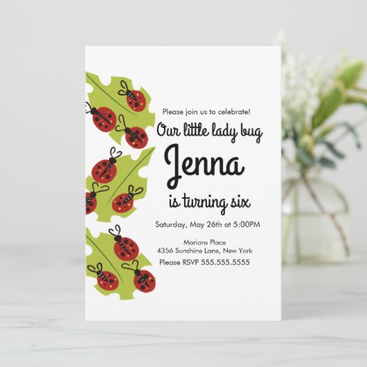 Cute Lady Bug Hand Drawn Insect Birthday (Staand voorkant)