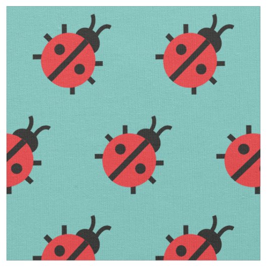 Cute Lady Bug Kind Baby Nursery Bug Insect Blauwgr Stof (Close Up)