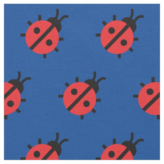 Cute Lady Bug Kind Baby Nursery Bug Insect Blue Stof (Close Up)