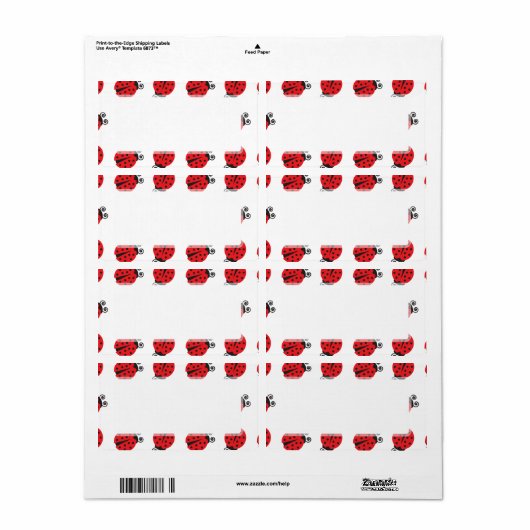 Cute Lady Bug Pattern Etiket (Full Sheet)