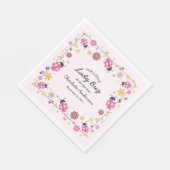 Cute Lady Bug Pink Girl Baby Shower Servet (Hoek)